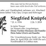 Traueranzeige Siegfried Knüpfer