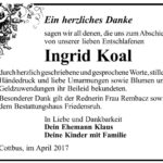 Danksagung Ingrid Koal