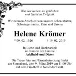 Traueranzeige Helene Krömer