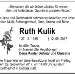 Traueranzeige Ruth Kulik