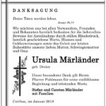Danksagung Ursula Märländer, geb. Dreier