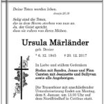 Traueranzeige Ursula Märländer, geb. Dreier