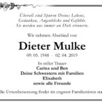 Traueranzeige Dieter Mulke