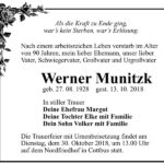 Traueranzeige Werner Munitzk