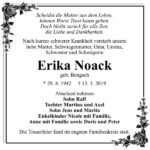Traueranzeige Erika Noack, geb. Bengsch