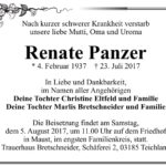 Traueranzeige Renate Panzer