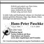 Traueranzeige Hans-Peter Paschke