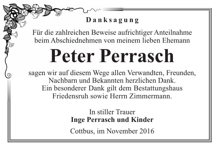 Danksagung Peter Perrasch