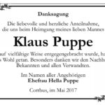 Danksagung Klaus Puppe