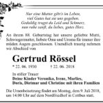 Traueranzeige Gertrud Rössel
