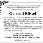 Danksagung Gertrud Rössel