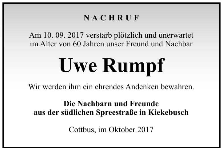 Nachruf Uwe Rumpf