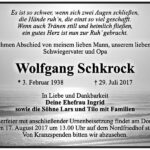 Traueranzeige Wolfgang Schkrock