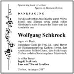 Danksagung Wolfgang Schkrock