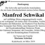 Traueranzeige Manfred Schwikal