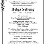 Traueranzeige Helga Selleng