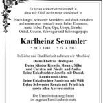 Traueranzeige Karlheinz Semmler
