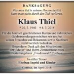 Danksagung Klaus Thiel