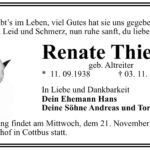 Traueranzeige Renate Thiele, geb. Altreiter