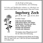 Traueranzeige Ingeborg Zech