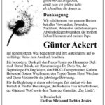 Traueranzeige Günter Ackert