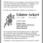 Traueranzeige Günter Ackert