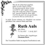 Traueranzeige Ruth Auls, geb. Dörry