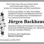 Traueranzeige Jürgen Backhaus