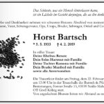 Traueranzeige Horst Bartsch