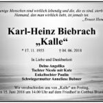 Traueranzeige Karl-Heinz Biebrach