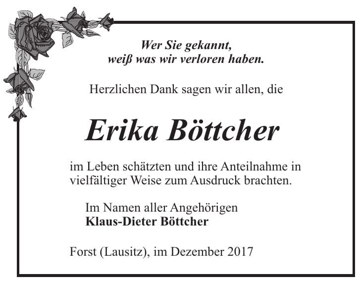 Danksagung Erika Böttcher