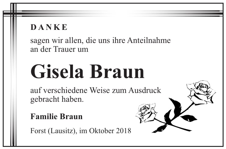 Danksagung Gisela Braun