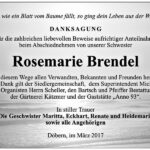 Danksagung Rosemarie Brendel