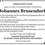 Danksagung Johannes Brusendorff