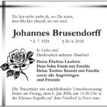 Traueranzeige Johannes Brusendorff