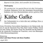 Danksagung Käthe Gafke
