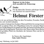 Danksagung Helmut Förster