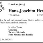 Danksagung Hans-Joachim Herzog