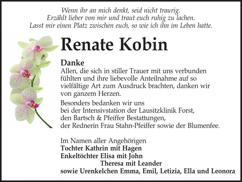Danksagung Renate Kobin