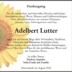 Danksagung Adelbert Lutter