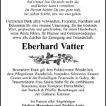 Danksagung Eberhard Vatter