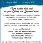 Traueranzeige Dr. Ulrich Obst