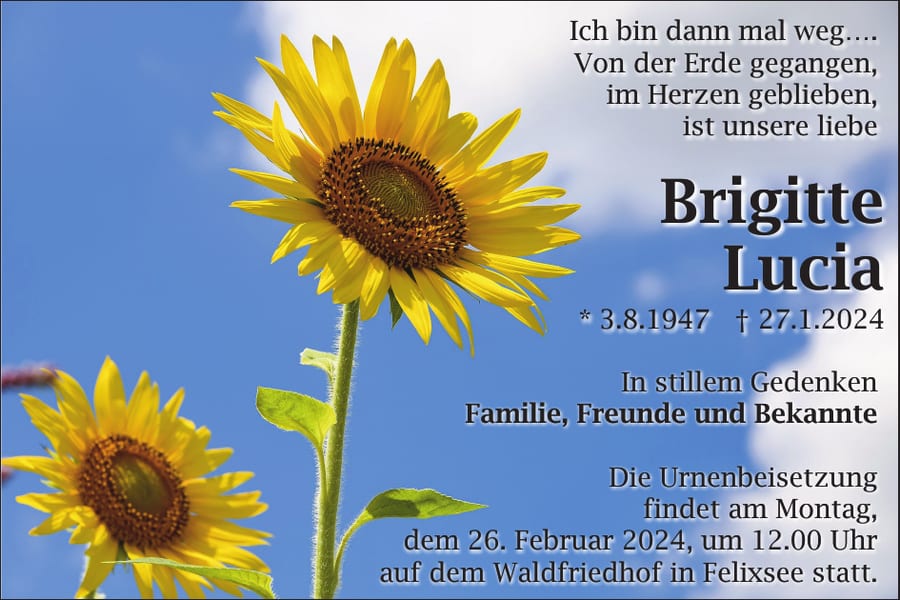 Traueranzeige Brigitte Lucia