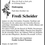 Danksagung Fredi Scheider