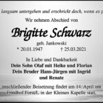 Traueranzeige Brigitte Schwarz, geb. Jankowski