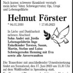 Traueranzeige Helmut Förster