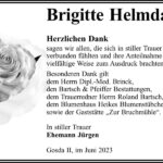 Danksagung Brigitte Helmdach