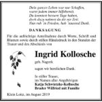 Traueranzeige Ingrid Kollosche, geb. Nagork