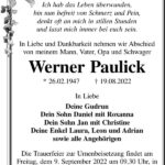 Traueranzeige Werner Paulick