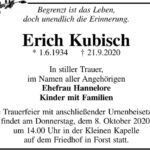 Traueranzeige Erich Kubisch
